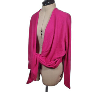 Ralph Lauren Cardigan Women's Small Pink 100% Cashmere Blue Label Tie Front NEW